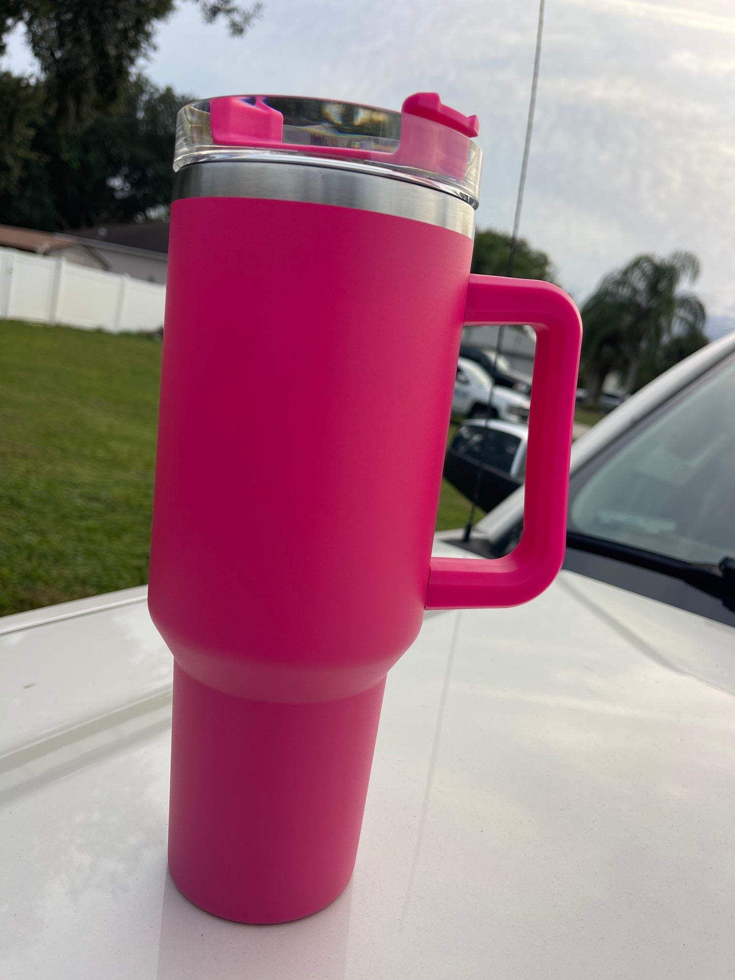 Hot Pink 40 Oz Handle Tumbler